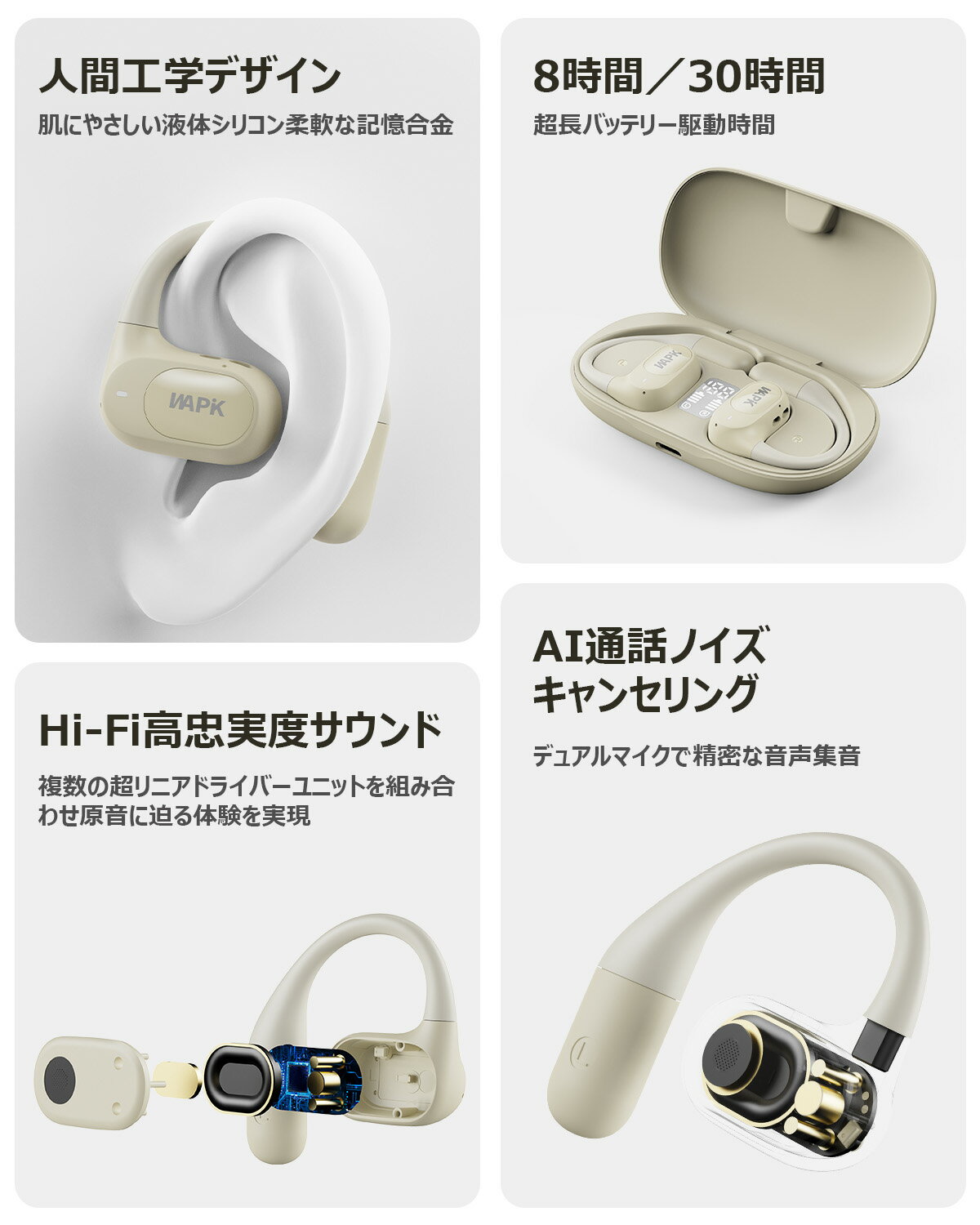 Wapik正規品 ワイヤレスイヤホン 骨伝導 ...の紹介画像2