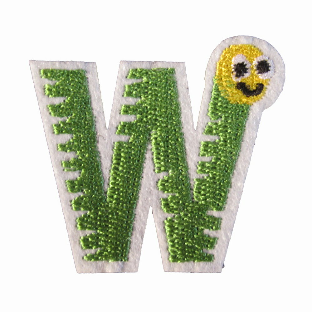 Alphabet - アイロンワッペン アルファベット W 動物 縦4.2cm 横4.5cm