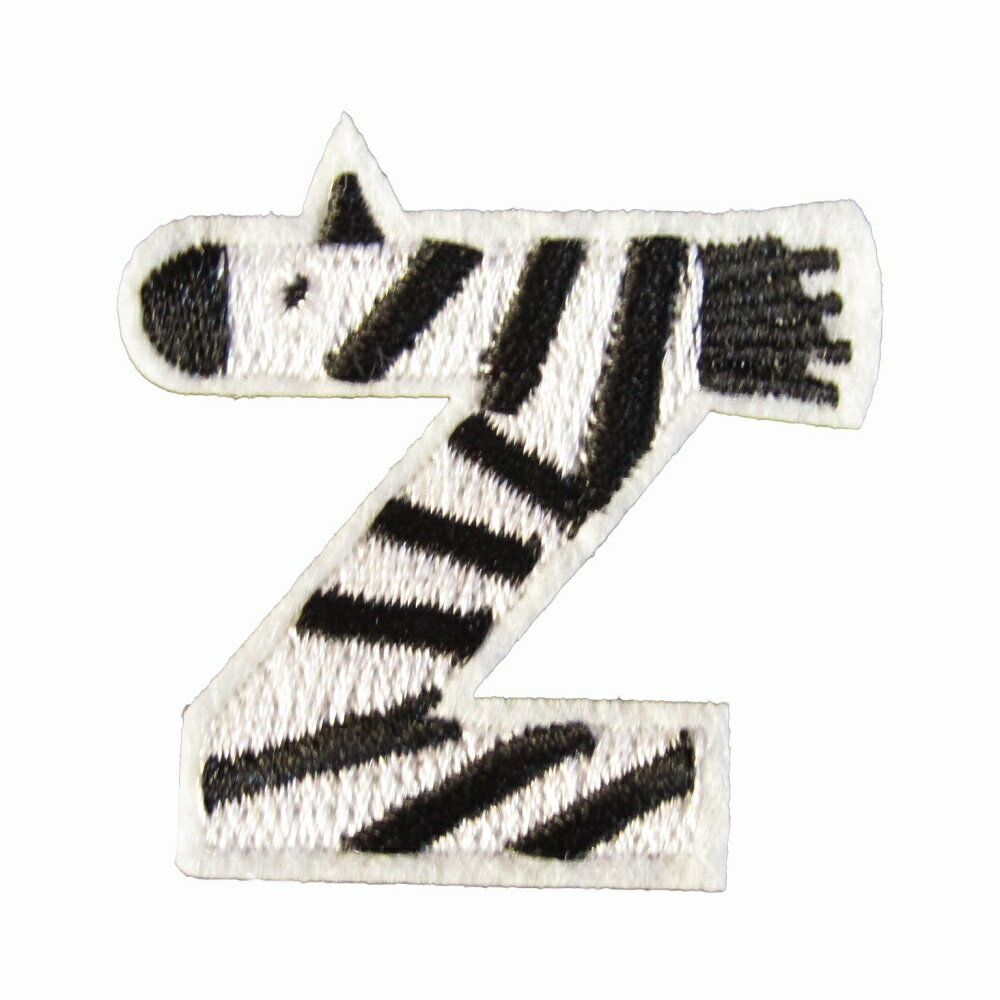 アイロンワッペン アルファベット Z 動物 縦4.2cm 横4.2cm