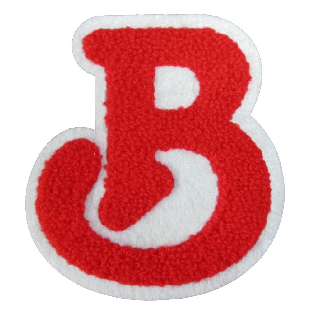 ワッペン B モコモコ 赤 縦9.8cm 横9cm