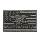 ベルクロワッペン 星条旗＆Navy SEALs ネイビー シールズ 海軍特殊作戦員 灰 縦5cm 横8cm