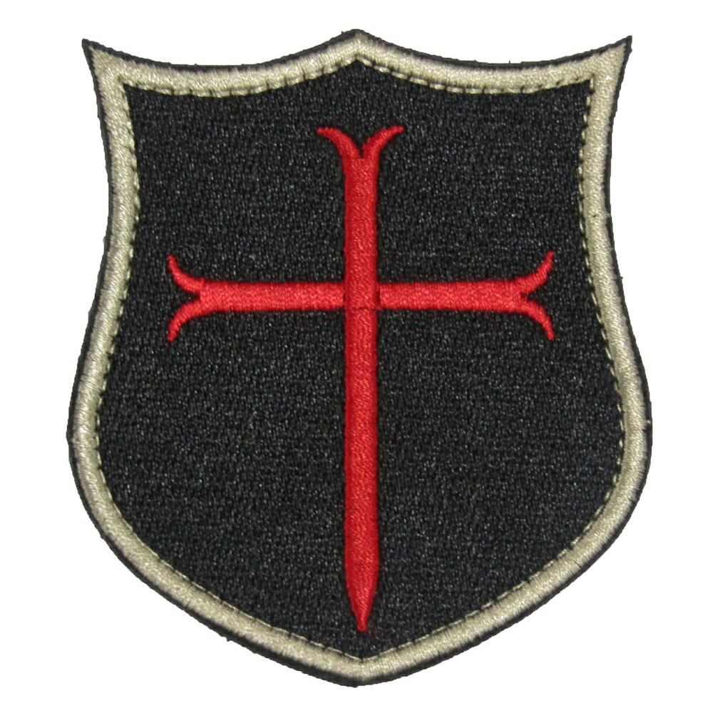 ベルクロワッペン アメリカ海軍 ネイビーシールズ 盾形 クロス 黒 縦8.5cm 横7.5cm