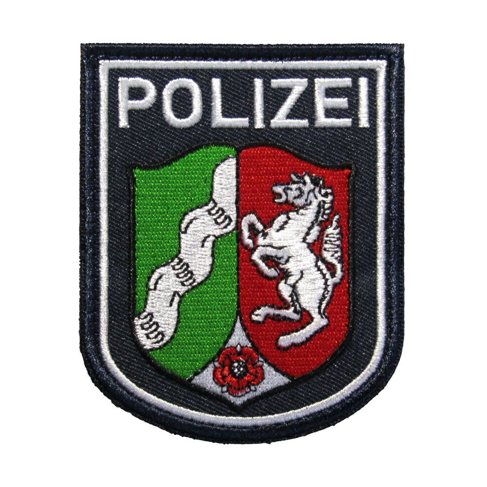 ベルクロワッペン POLIZEI ドイツ 警察 ノルトライン＝ヴェストファーレン州 縦9cm 横7.2cm