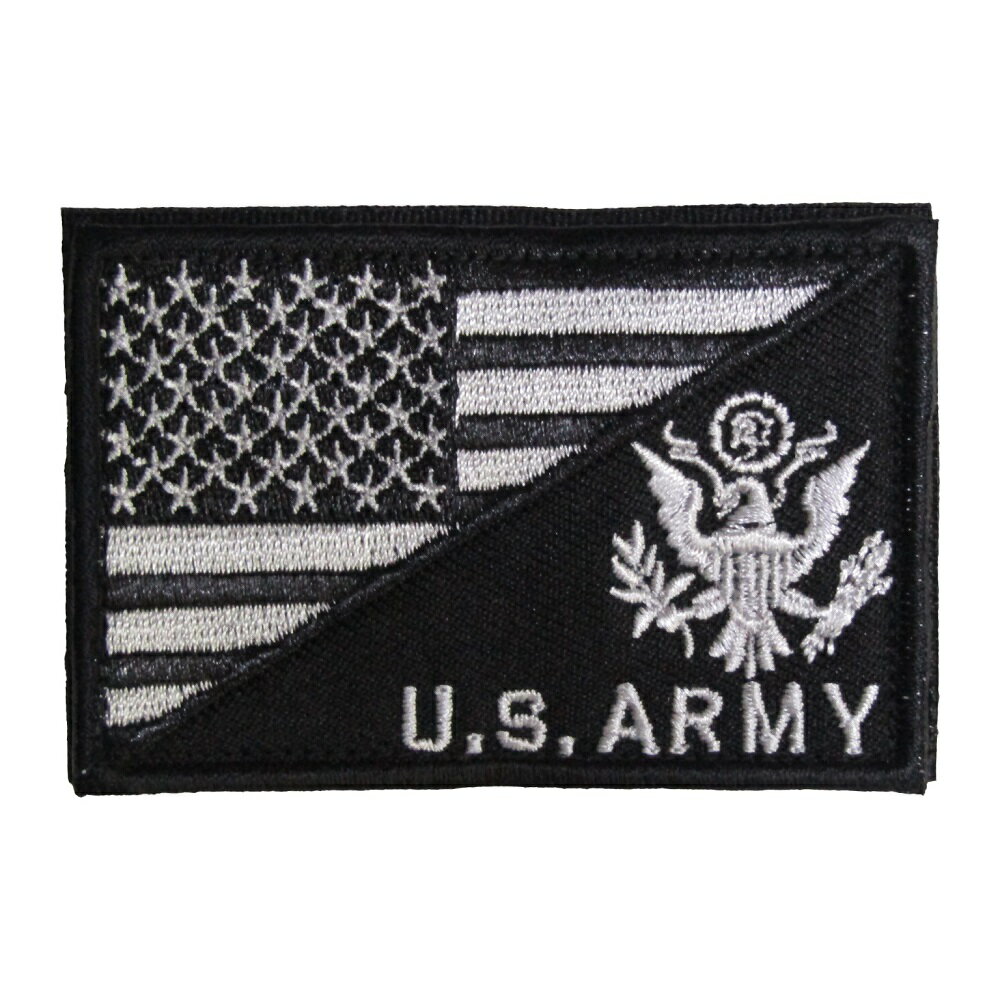Rakuten - ベルクロワッペン 星条旗／U.S.ARMY 黒白 縦5cm 横8cm