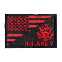 ベルクロワッペン 星条旗／U.S.ARMY 黒赤 縦5cm 横8cm