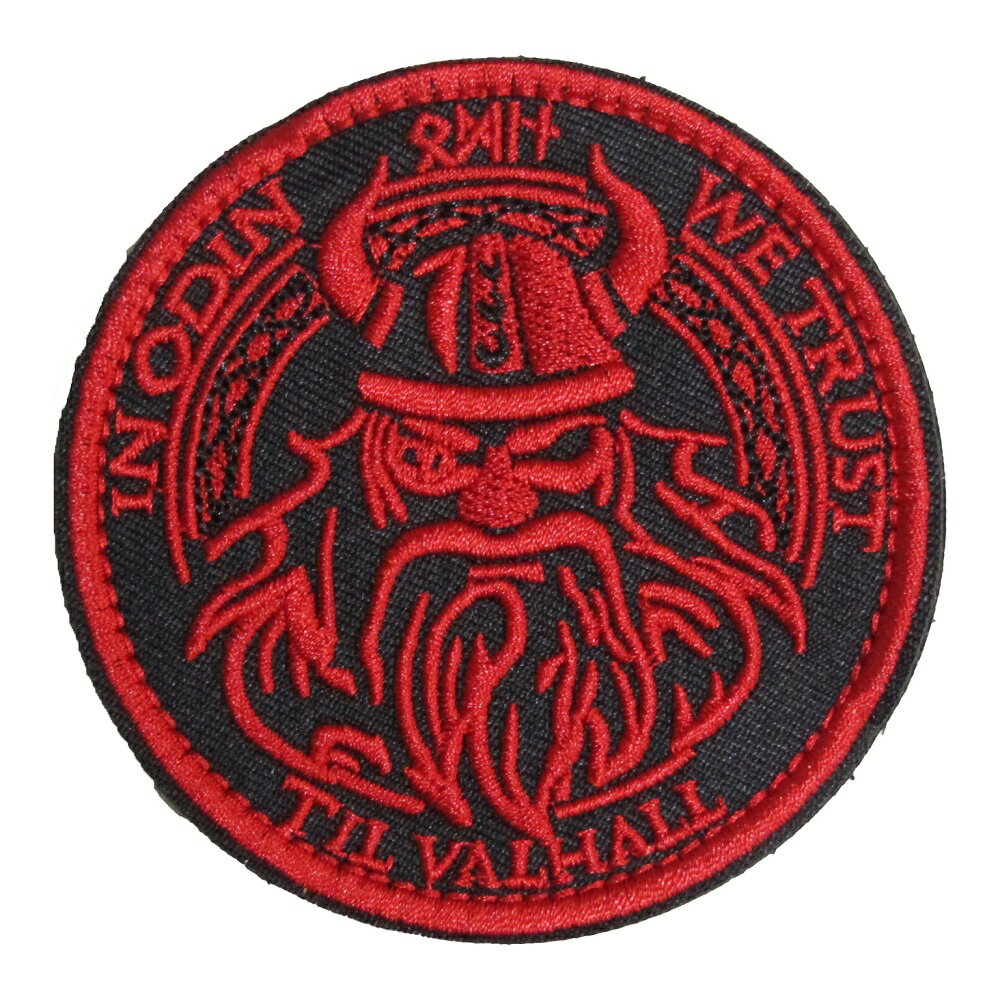ベルクロワッペン バイキング 円 赤 縦8cm 横8cm