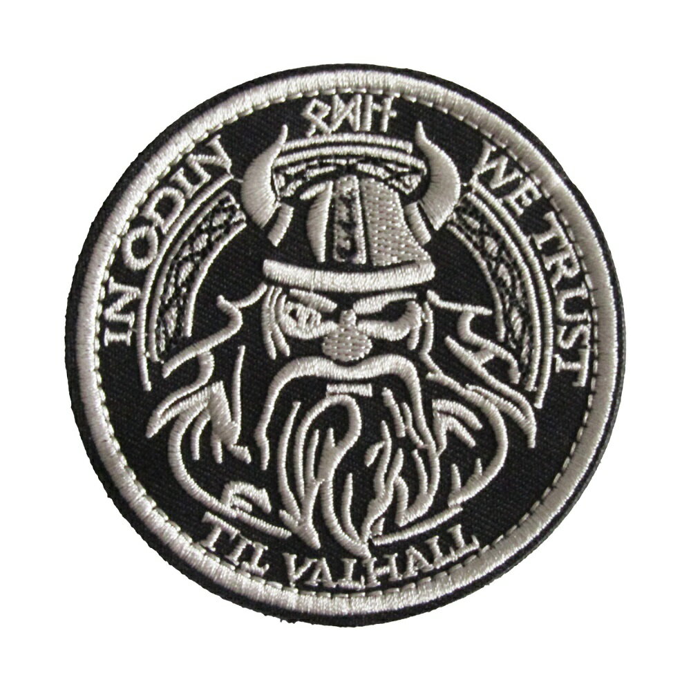 ベルクロワッペン バイキング 円 灰 縦8cm 横8cm