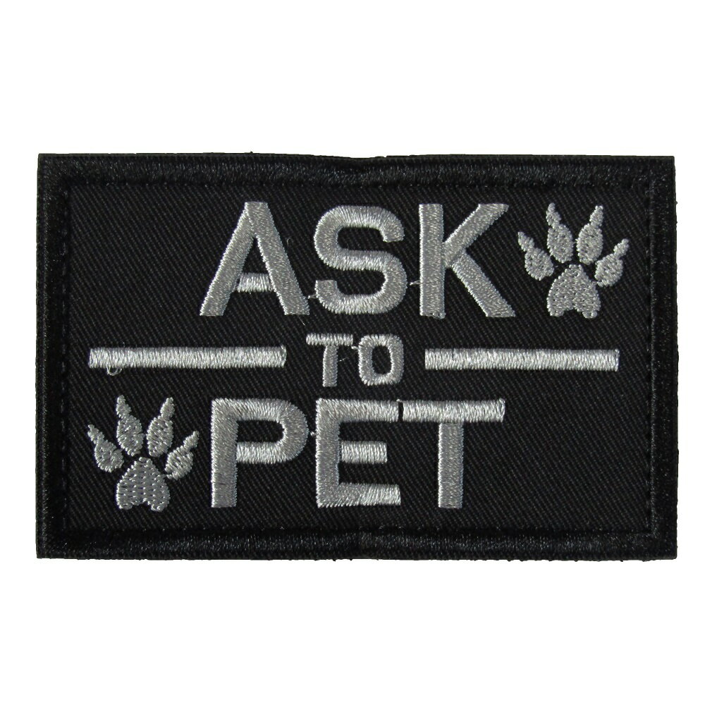 乐天商城 - ベルクロワッペン 介助犬 ASK TO PET 黒 縦5cm 横8cm