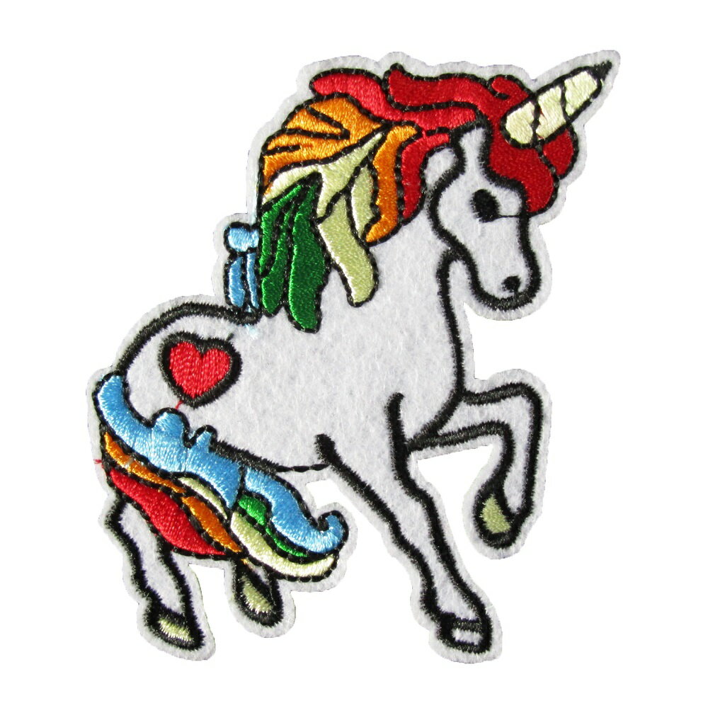 アイロンワッペン 動物 ユニコーン 縦9cm 横6cm