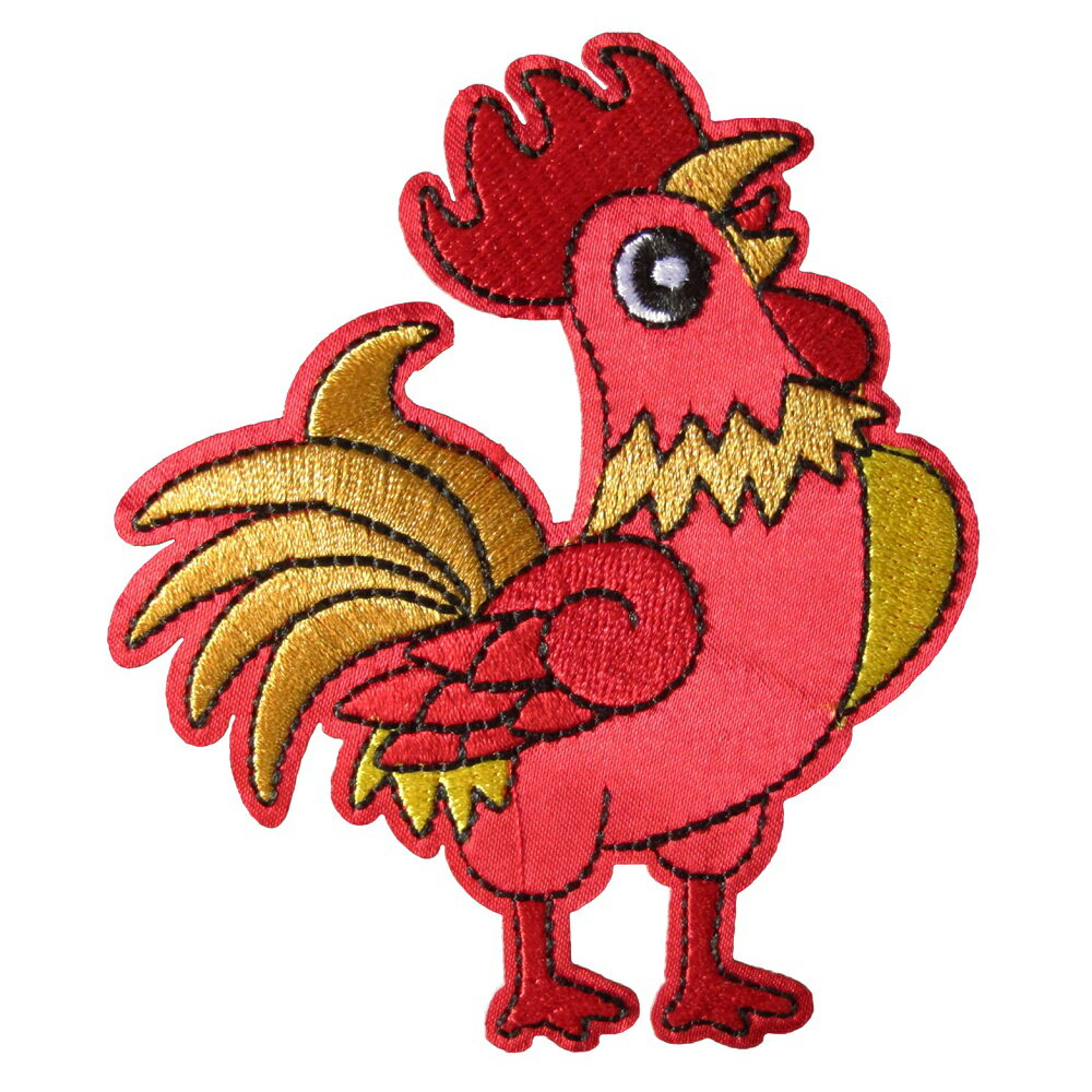 アイロンワッペン 動物 鶏 ニワトリ 1 縦9.5cm 横8.3cm