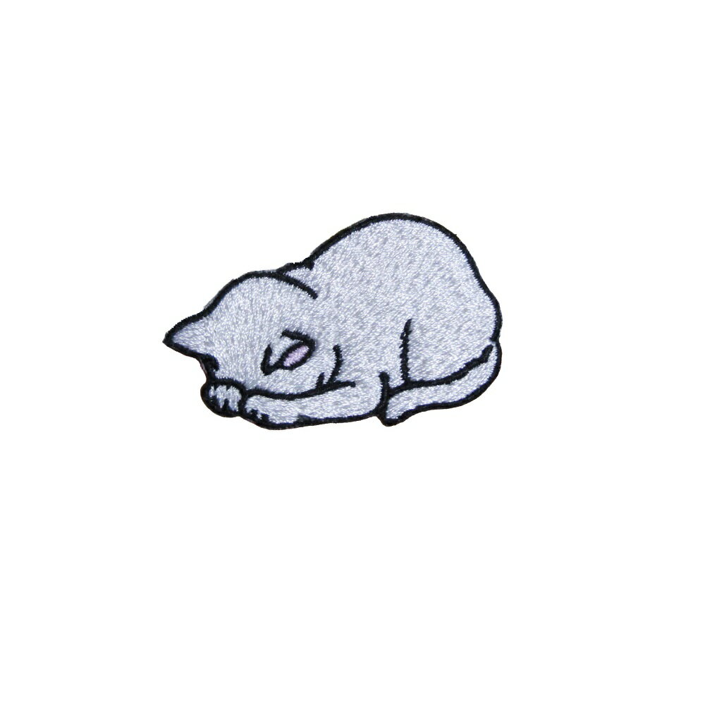 Rakuten - アイロンワッペン 刺繍 動物 ネコ 白 1 縦3.5cm 横5.5cm