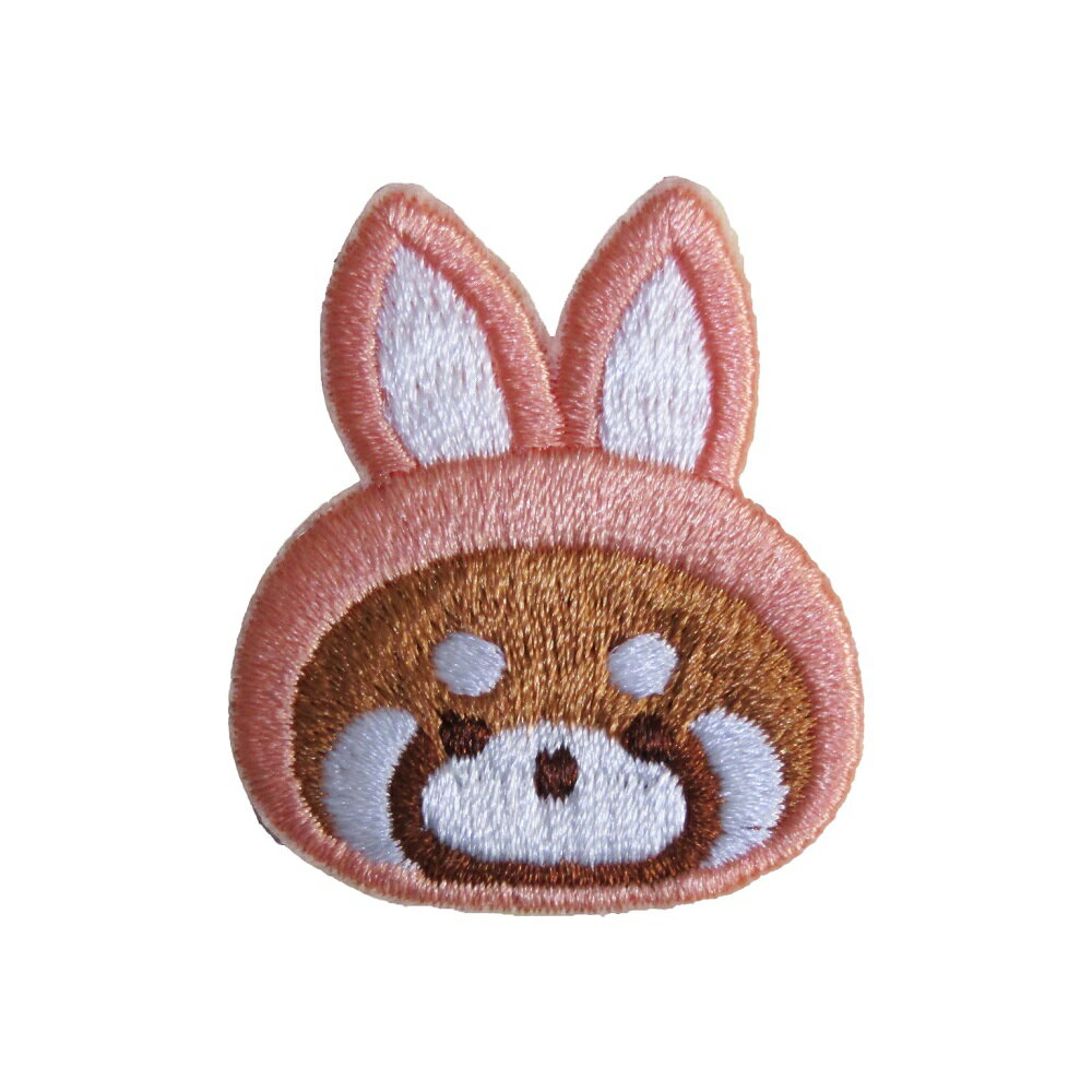 Rakuten - テープワッペン 刺繍 動物 レッサーパンダ フュージョン ウサギ 縦4.2cm 横3.3m
