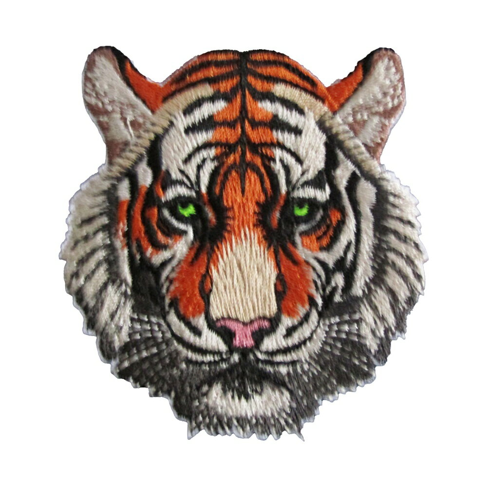 Rakuten - テープワッペン 刺繍 動物 トラ 縦7cm 横6.5cm