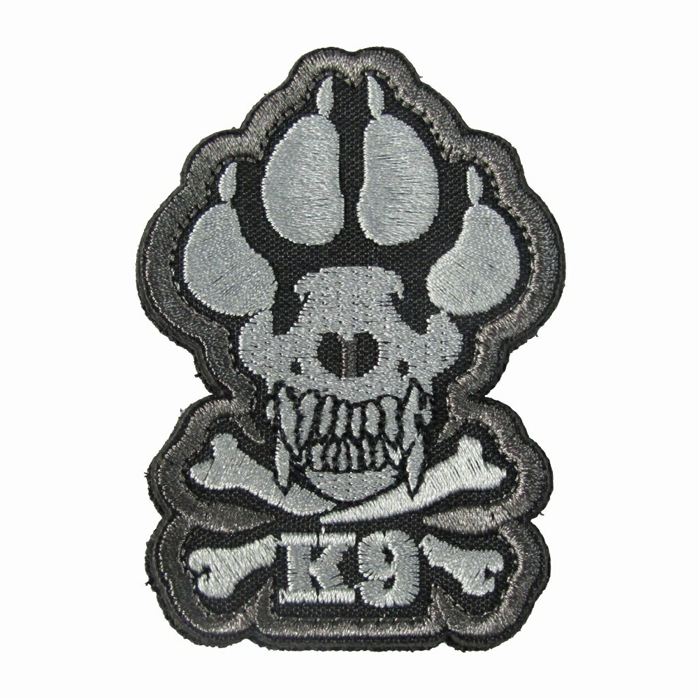 Rakuten - ベルクロワッペン K9 クロスボーン 警察犬特殊部隊 灰 縦7cm 横5cm