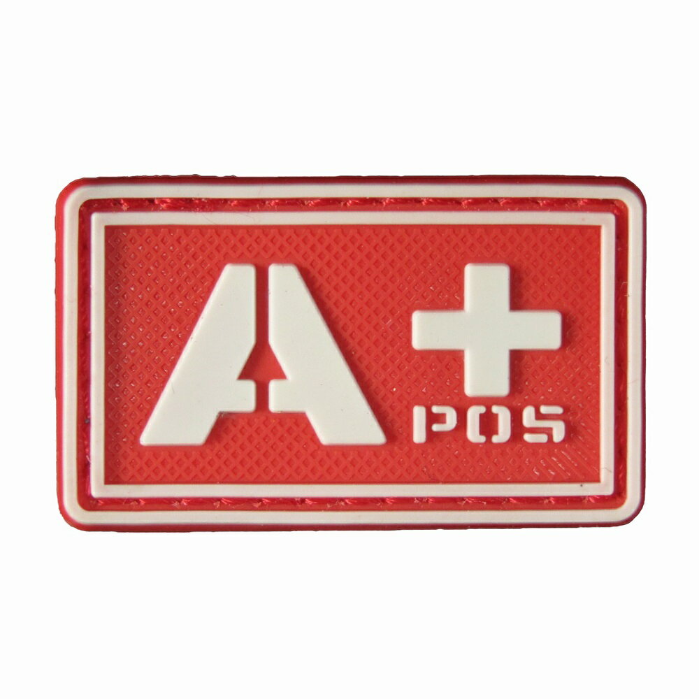 PVCベルクロワッペン パッチ 血液型 赤夜光白 A+ 縦3cm 横5cmのサムネイル