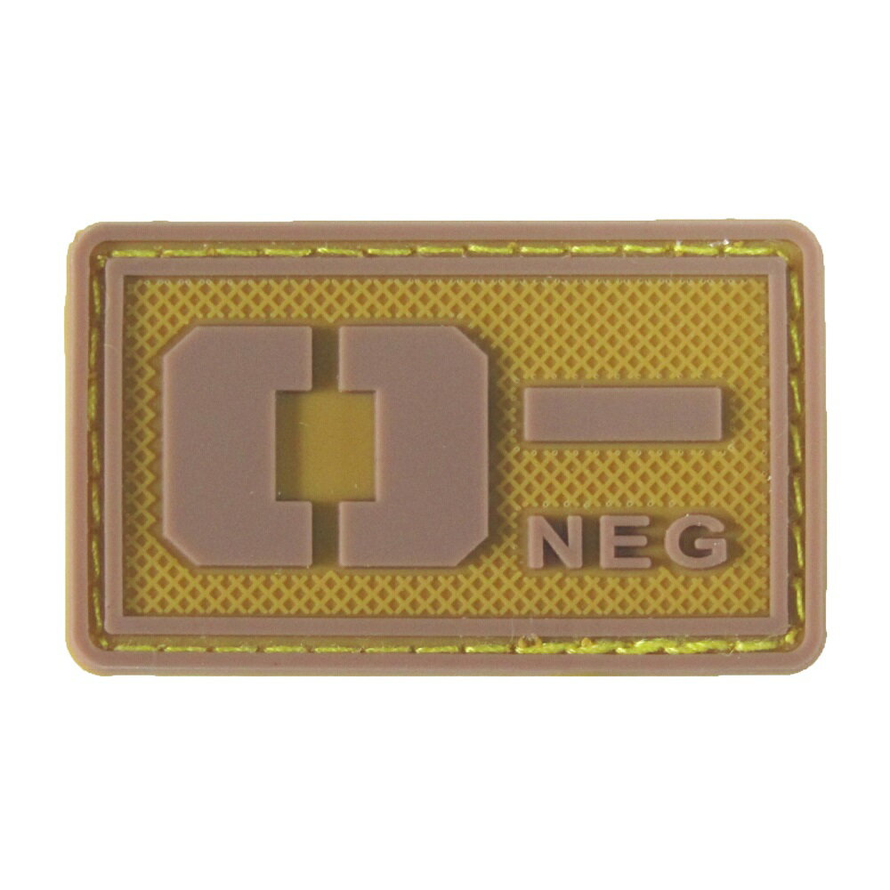 PVCベルクロワッペン パッチ 血液型 黄 O- 縦3cm 横5cm