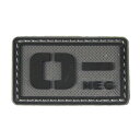 PVCベルクロワッペン パッチ 血液型 黒灰 O- 縦3cm 横5cm