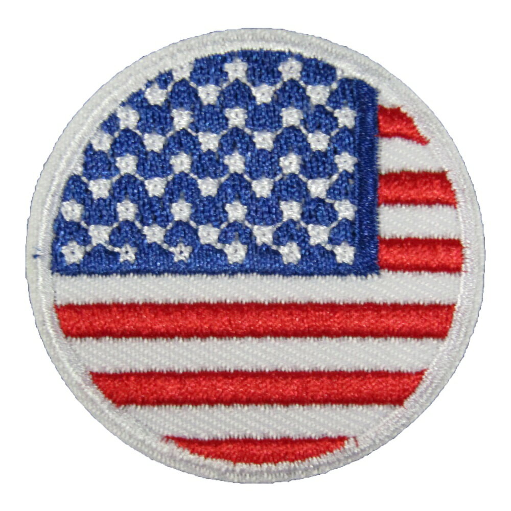 アイロンワッペン 国旗円 アメリカ 星条旗 縦4.5cm 横4.5cm