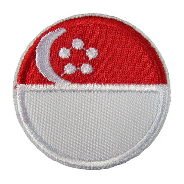 アイロンワッペン 国旗円 シンガポール 縦4.5cm 横4.5cm