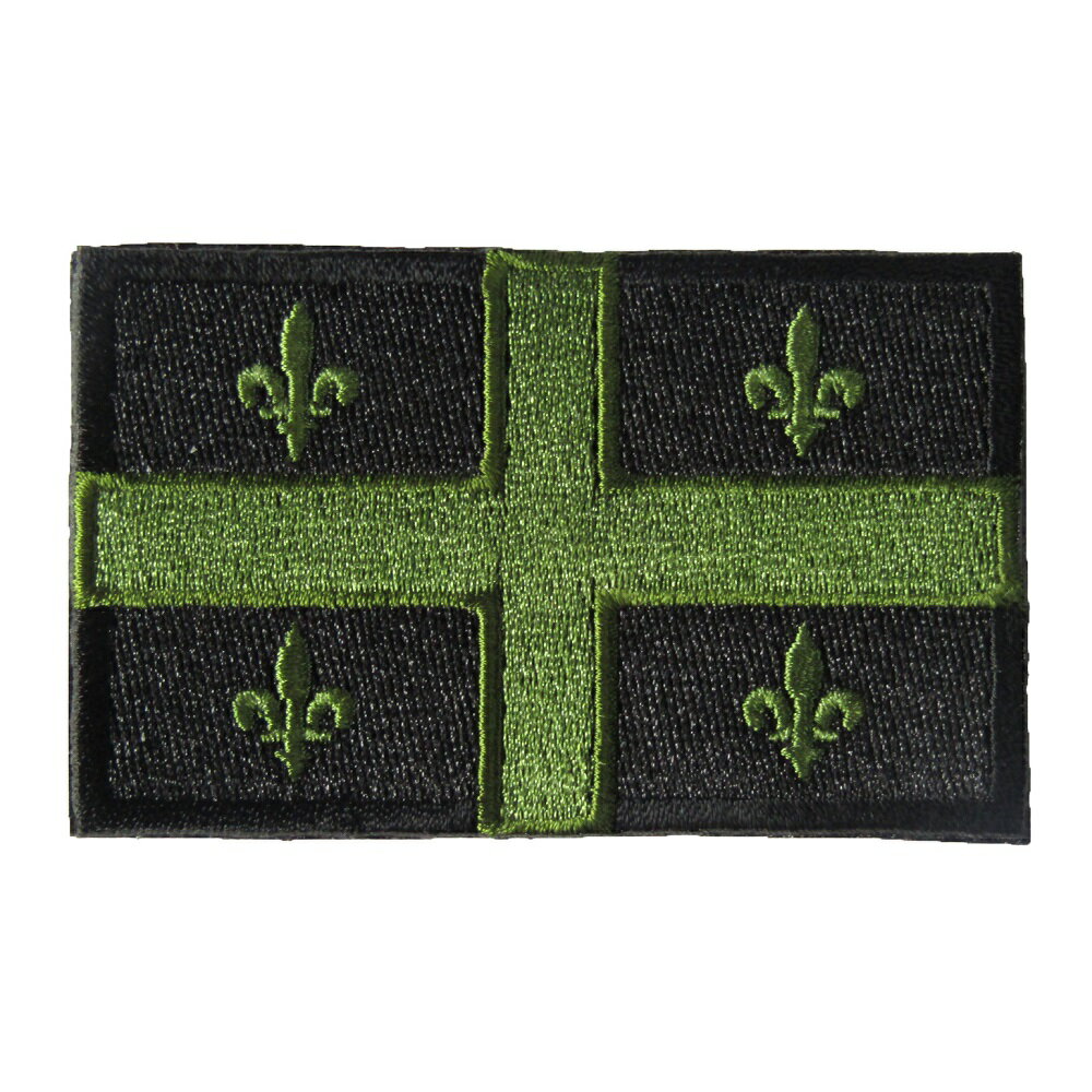 ベルクロワッペン カナダ 州旗 ケベック 黒 縦5cm 横8cm