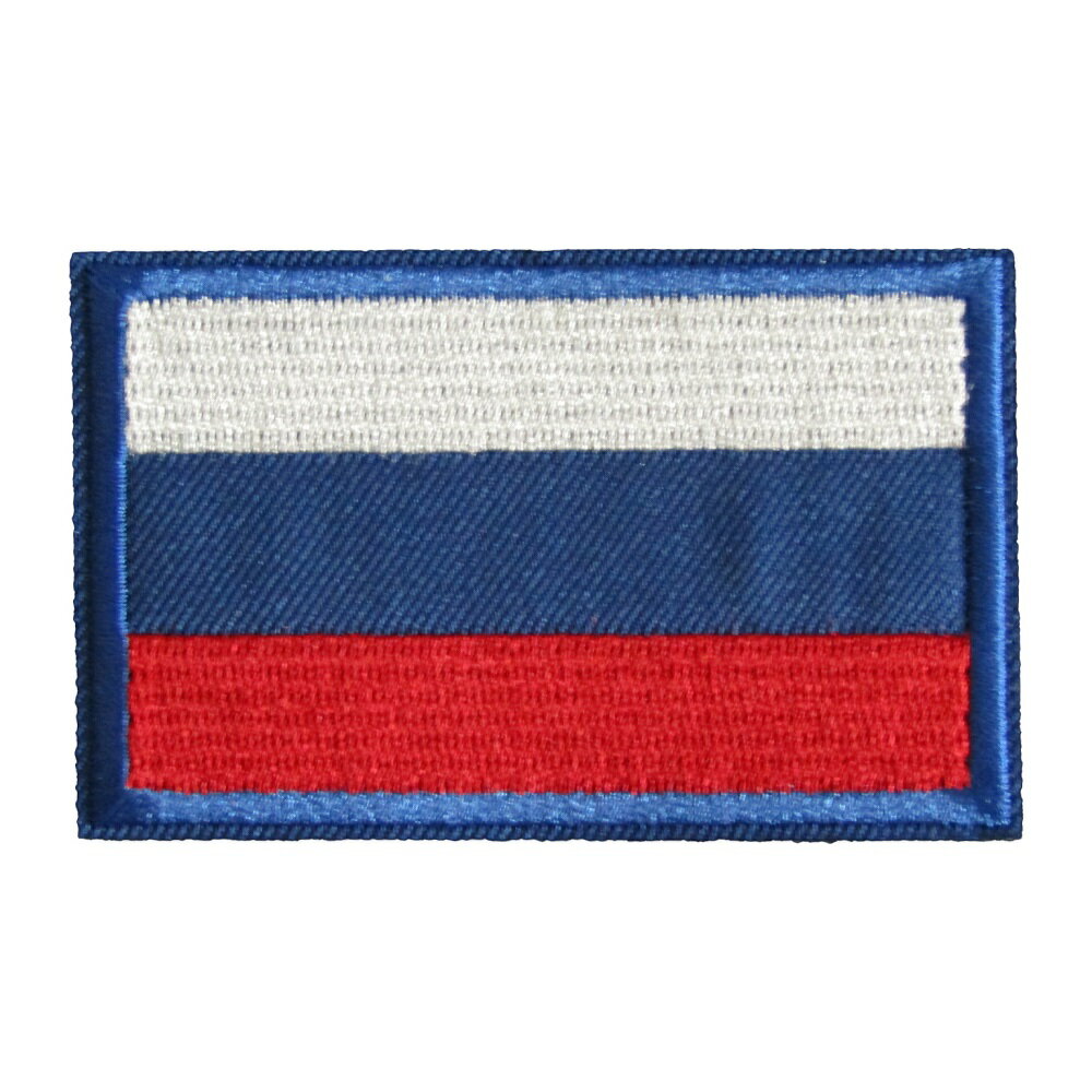 アイロンワッペン 国旗 ロシア 青枠 縦5cm 横8.2cm