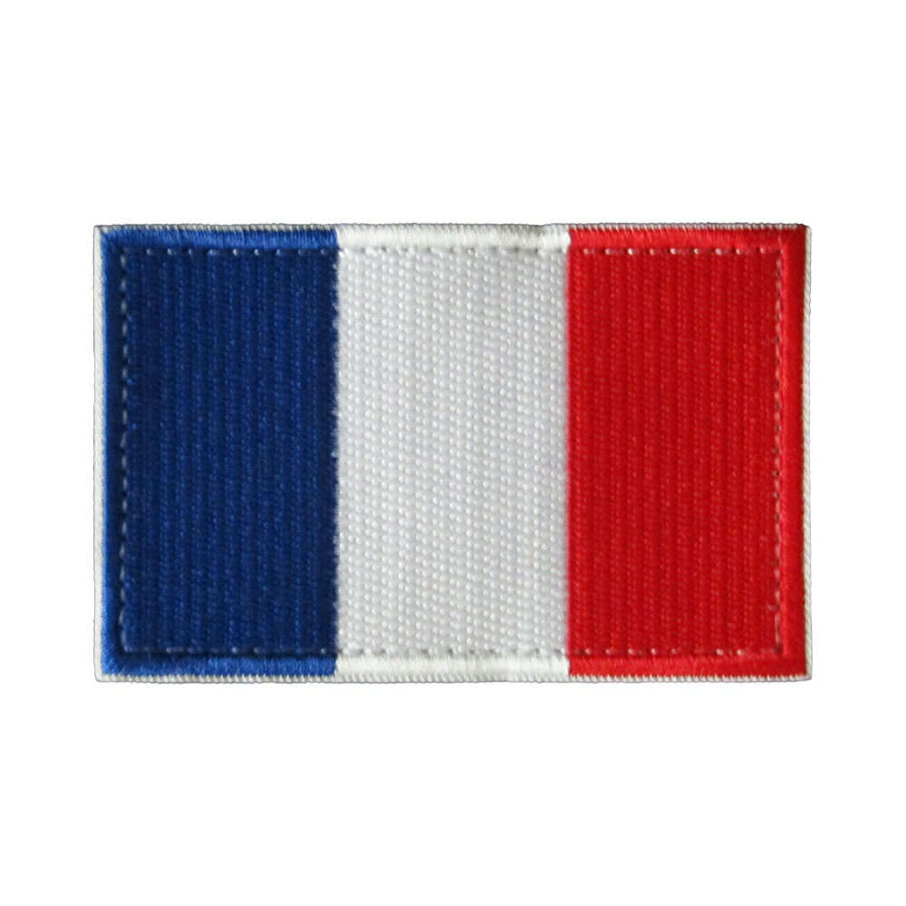 ベルクロワッペン 国旗 フランス トリコロール 同枠 縦5cm 横8cm