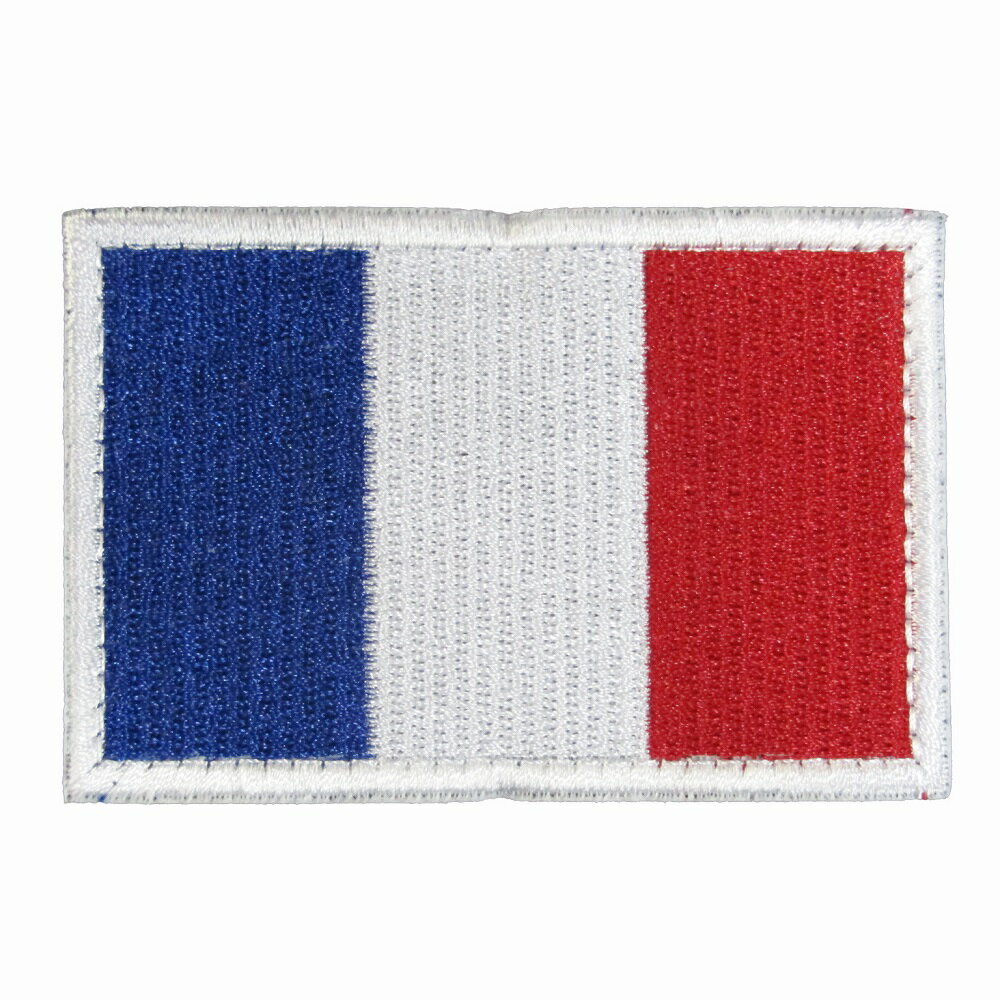 Rakuten - ベルクロワッペン 国旗 フランス トリコロール 白枠 縦5cm 横8cm