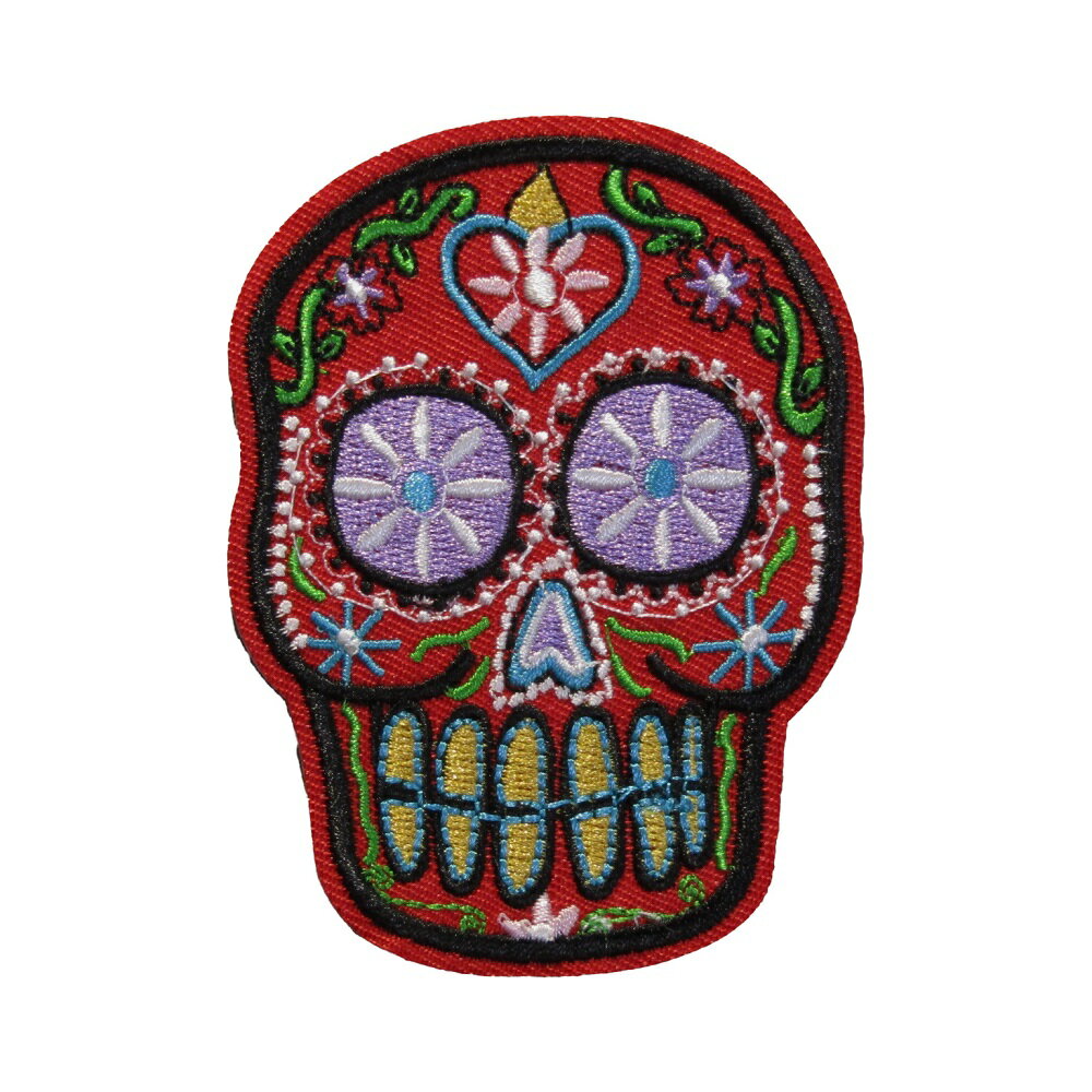 アイロンワッペン メキシカンスカル 3 縦8.8cm 横6.5cm