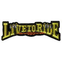 大きい アイロンワッペン LIVE TO RIDE 黄 バイカー 縦11.2cm 横32.4cm