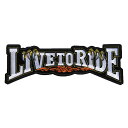 大きい アイロンワッペン LIVE TO RIDE 白 バイカー 縦11.2cm 横32.4cm