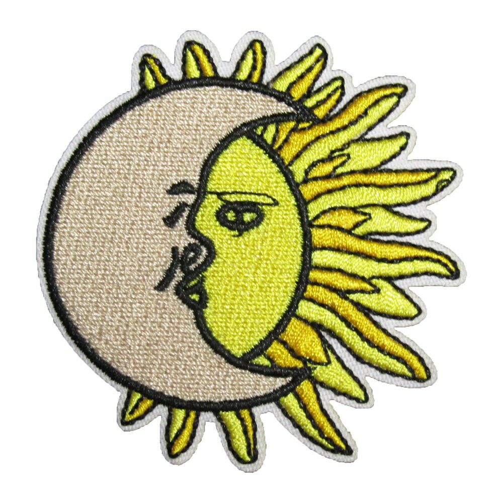 アイロンワッペン 三日月 太陽 縦7cm 横6.8cmの商品画像