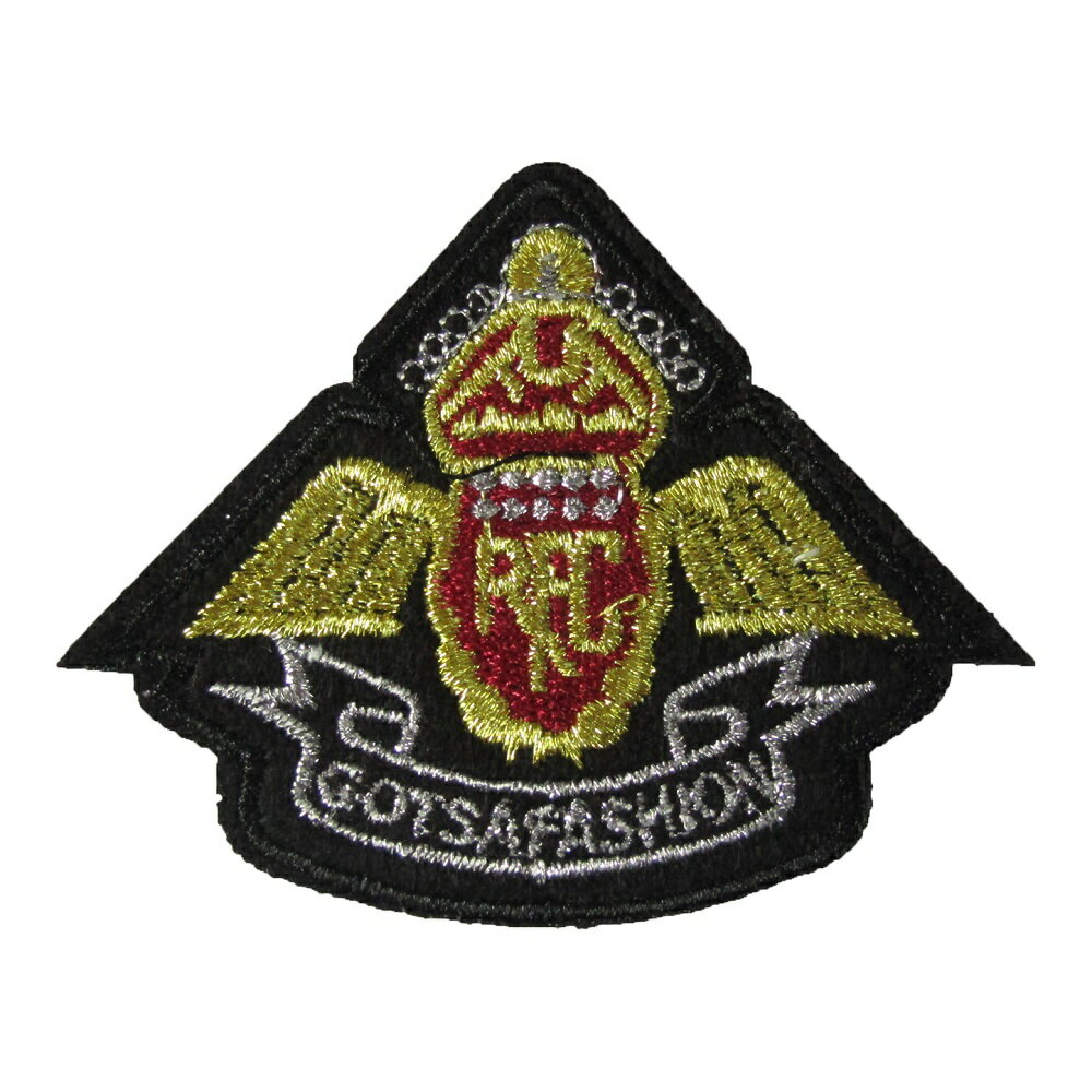 アイロンワッペン エンブレム プレッピー カレッジ スクール 王冠 アンカー 錨 31 縦5cm 横6.5cm