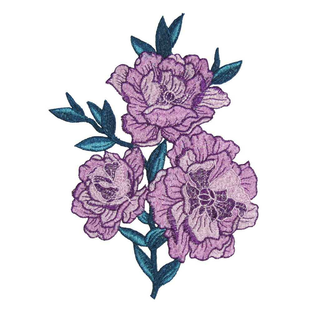 ワッペン 花 刺繍 紫 17 縦22cm 横15cm