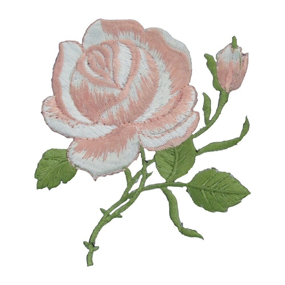 Rakuten - アイロン ワッペン 薔薇 バラ 8 薄橙 縦9cm 横8.5cm