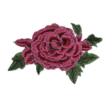 ワッペン 薔薇 バラ 花 刺繍 72 ピンク 縦11cm 横17.5cm