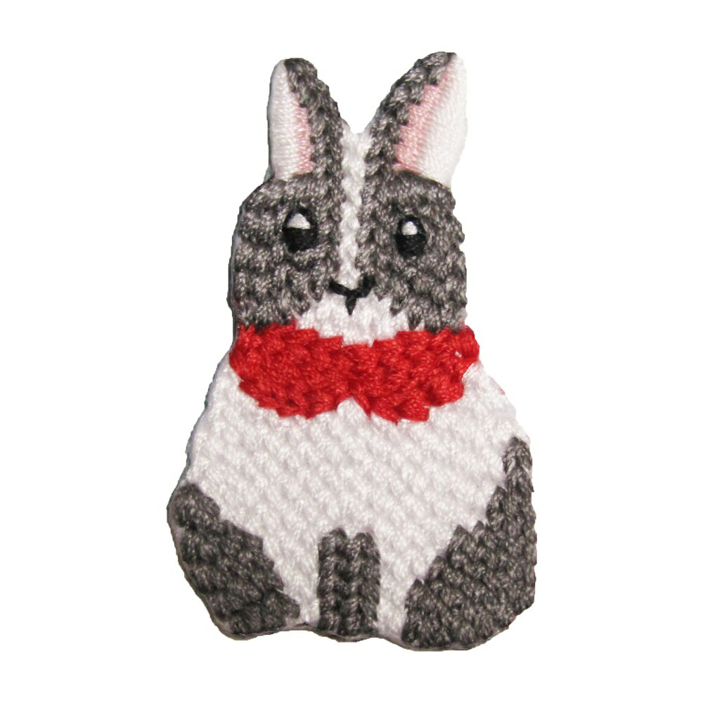 Rakuten - アイロンワッペン 刺繍 動物 冬 4 ウサギ 縦4.3cm 横2.7cm