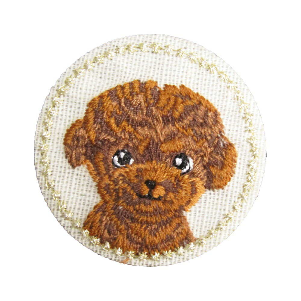 Dressmaking Materials - アイロンワッペン 刺繍 動物 円 3 イヌ 縦4.1cm 横4.1cm