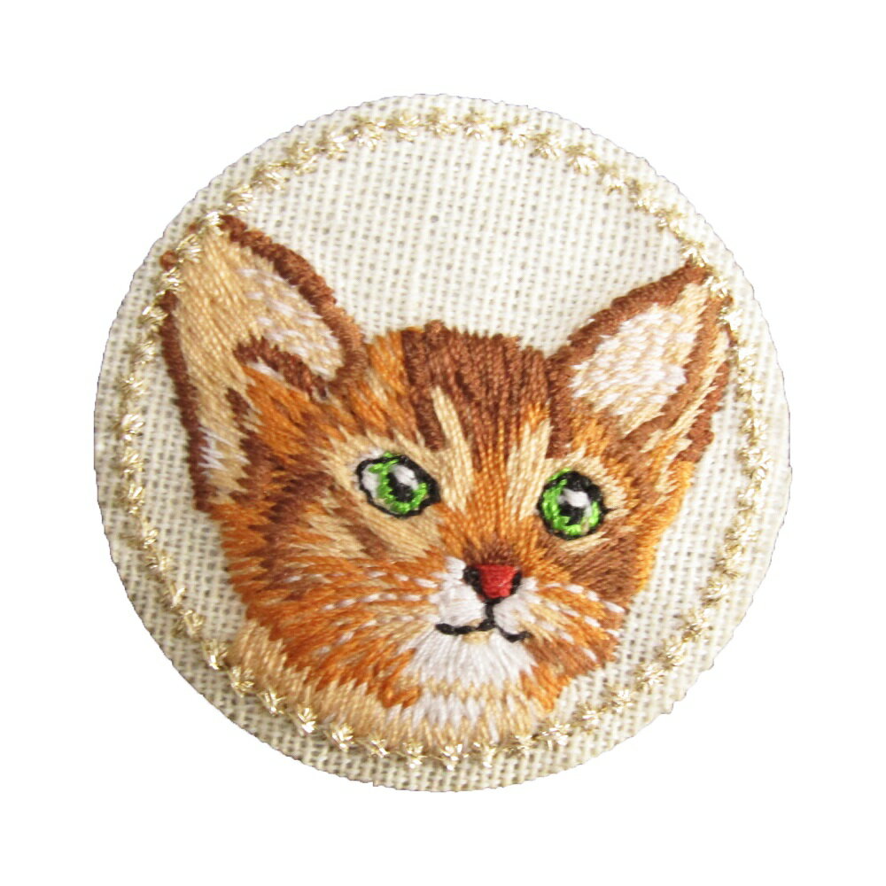 Rakuten - アイロンワッペン 刺繍 動物 円 5 ネコ 縦4.1cm 横4.1cm