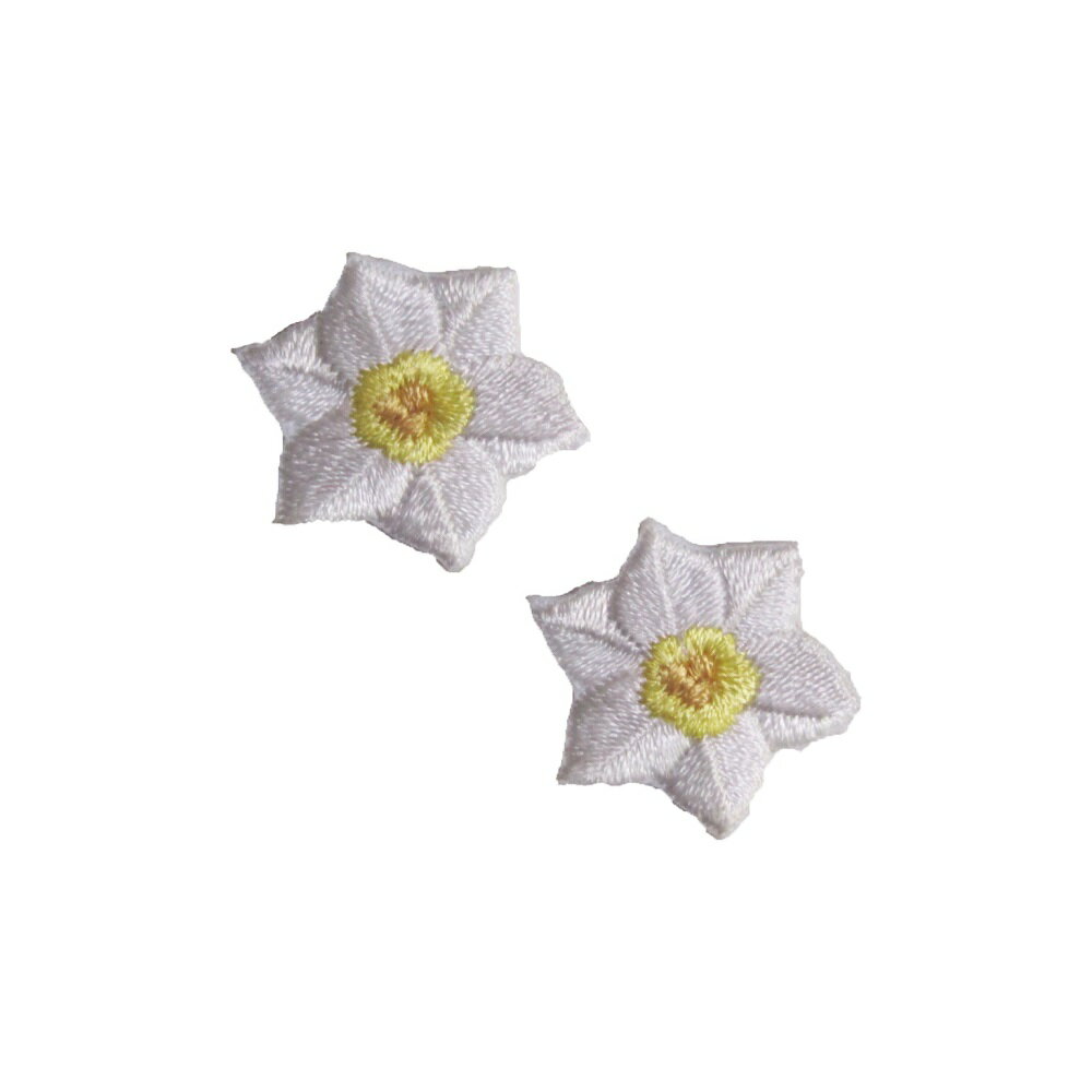 アイロンワッペン 刺繍 植物 スイセン 片方 縦2cm 横2cm