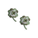 アイロンワッペン 刺繍 植物 クローバー 縦2.5cm 横1.8cm