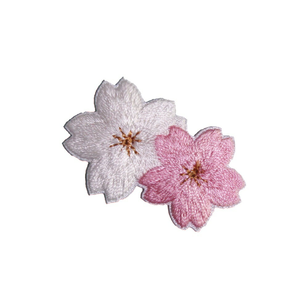 樂天商城 - アイロンワッペン 刺繍 植物 サクラ 縦3.5cm 横4.2cm