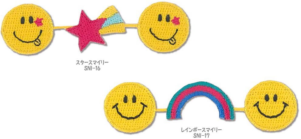 SMILEY FACEスマイリー　連続ワッペン シール/アイロン接着　両用タイプ
