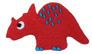 “ワッペン屋さんラボ　オリジナルワッペン” 恐竜 トリケラトプス（赤）　 ワッペン (アイロン接着タイプ）