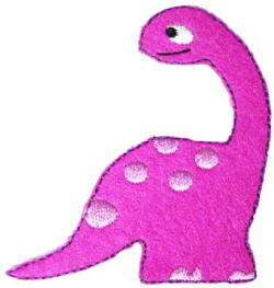 “ワッペン屋さんラボ　オリジナルワッペン” 恐竜 ブロントザウルス（マゼンタ系） ワッペン (アイロン接着タイプ）