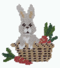 “ワッペン屋さんラボ　オリジナルワッペン” 　うさぎとにんじん　クロスステッチワッペン（アイロン接..