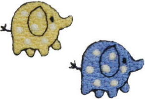 “ワッペン屋さんラボ　オリジナルワッペン” ドットがかわいい　ぞうさん兄弟　　ワッペン2個1セット（アイロン接着タイプ）