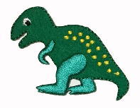 “ワッペン屋さんラボ　オリジナルワッペン” 恐竜 ティラノサウルスくん（緑系） ワッペン (アイロン接着タイプ）