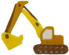 “ワッペン屋さんラボ　オリジナルワッペン” ショベルカーで何掘る？　イエローオーカー系ワッペン（アイロン接着タイプ）