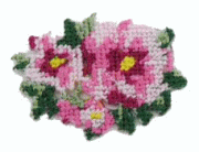 “ワッペン屋さんラボ　オリジナルワッペン” クロスステッチ　フラワーピンクワッペン（アイロン接着タ..