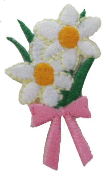 “ワッペン屋さんラボ　オリジナルワッペン” 1月誕生月のお花　スイセン　ワッペン（アイロン接着タイプ）